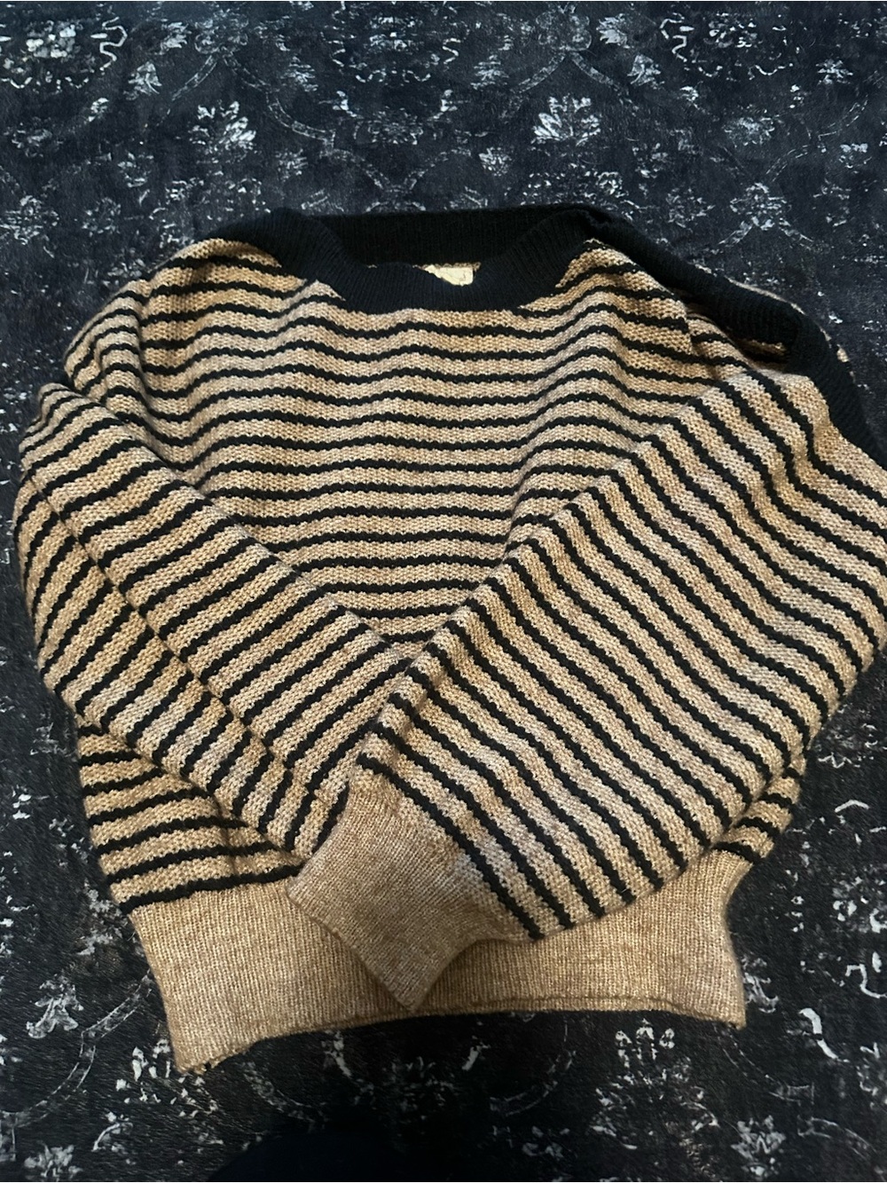 Striped Black and Camel Knit Sweater